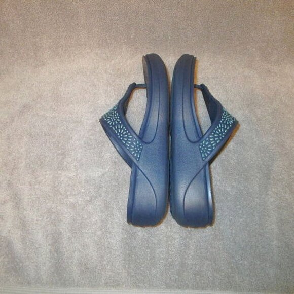 Crocs Monterey Diamante Sandals Size 10 Thong Platform Wedge Blue Flip Flops - Picture 7 of 11